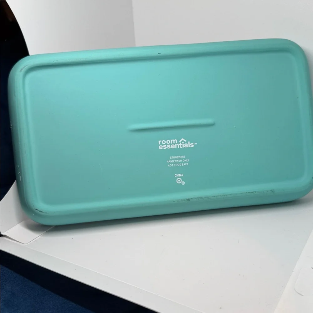 Room essentials White and Mint Green Rectangular Tray